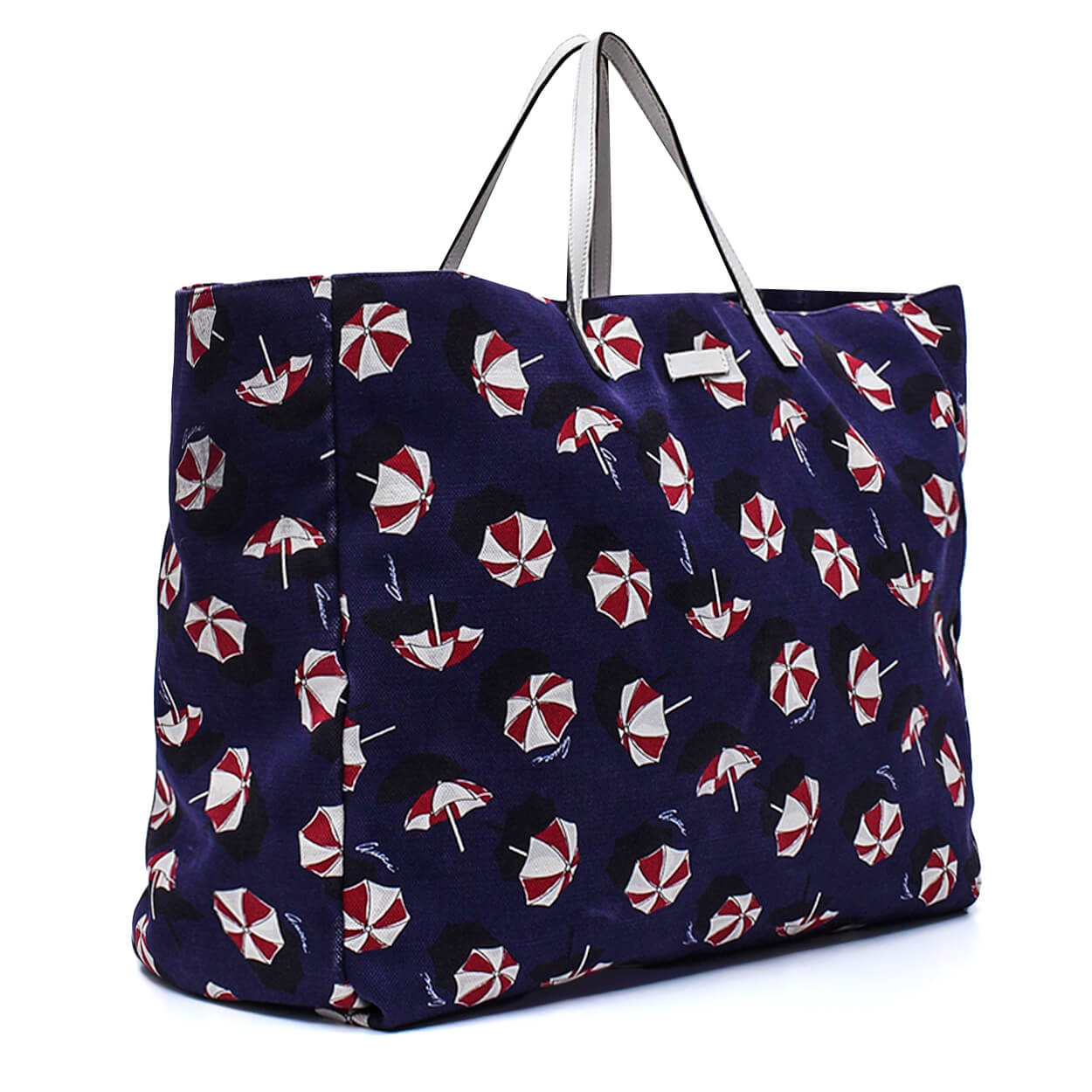 Gucci- Blue Canvas Umbrella Parasol Print Shopping Tote Bag 